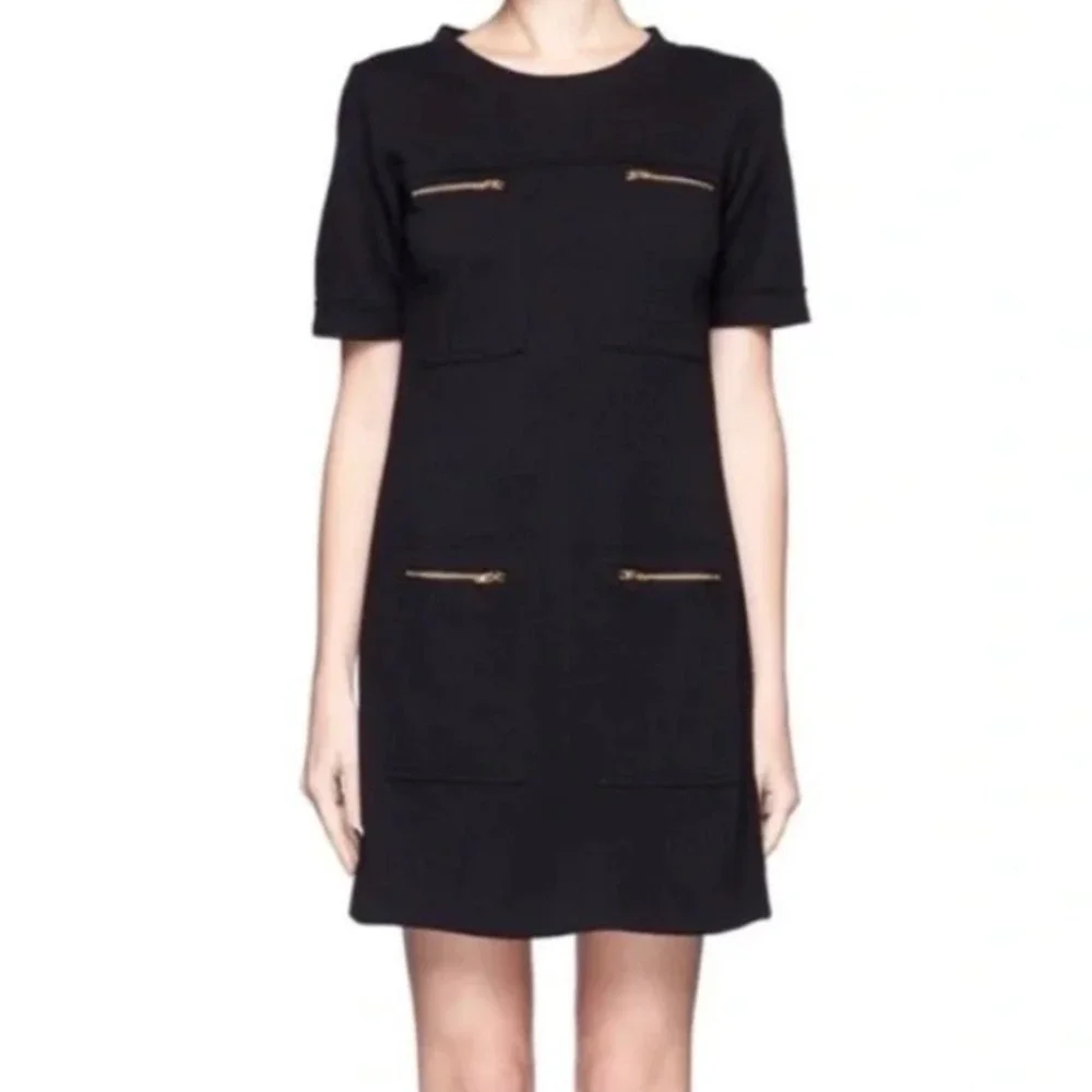 J. Crew Womens Wool Zippered Shift Dress Size 12‎ Preppy Pockets Retro Mod 60s